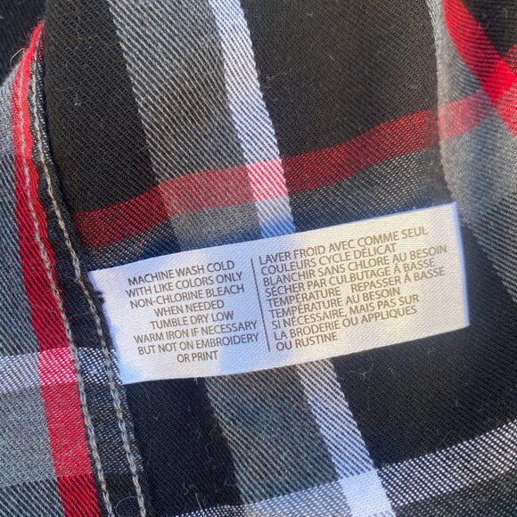 US POLO ASSN Long Sleeve Navy Flannel Men's Shirt Black Red Plaid XL Button Down - Picture 7 of 8